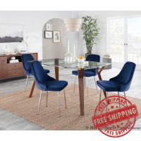 Lumisource DC-MARCL NB2 Marcel Contemporary Dining Chair with Chrome Frame and Blue Velvet Fabric - Set of 2